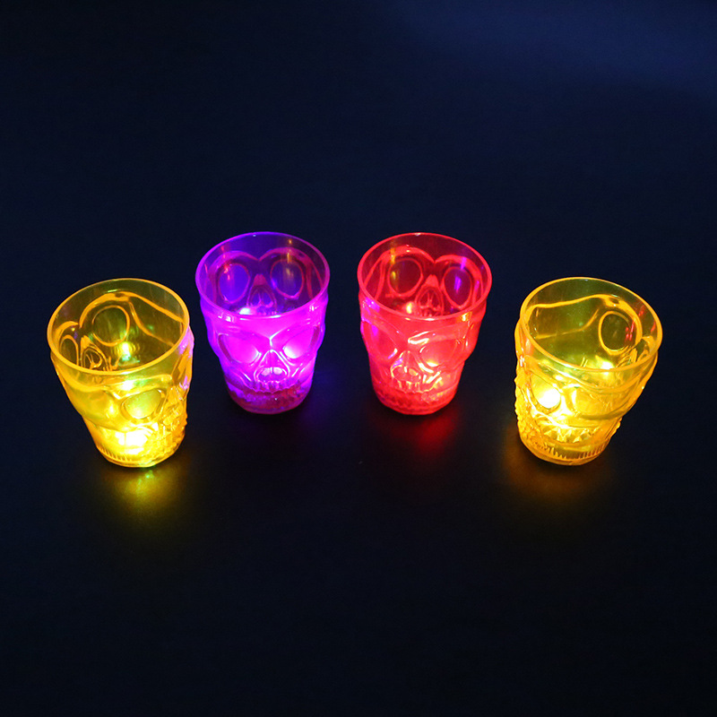 In Stock Wholesale Bar Nightclub Party Glowing Props Mini Light Skull Wine Glass Halloween Luminous Wine Glass