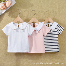 女童夏装纯色短袖T恤儿童宝宝韩版洋气体恤小童婴儿白色上衣薄款t