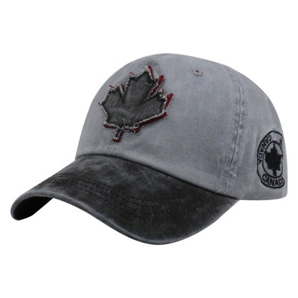 Washed-out Vintage Maple Leaf Embroidered Baseball Cap Simple Personality Men and Women Distressed Color Matching Washed Denim Peaked Cap