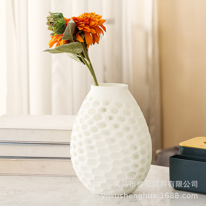 Chinese Frosted Carved Glass Vase Hotel Dining Room/Living Room Crafts Decoration Model Room Decoration Flower Ware Wholesale