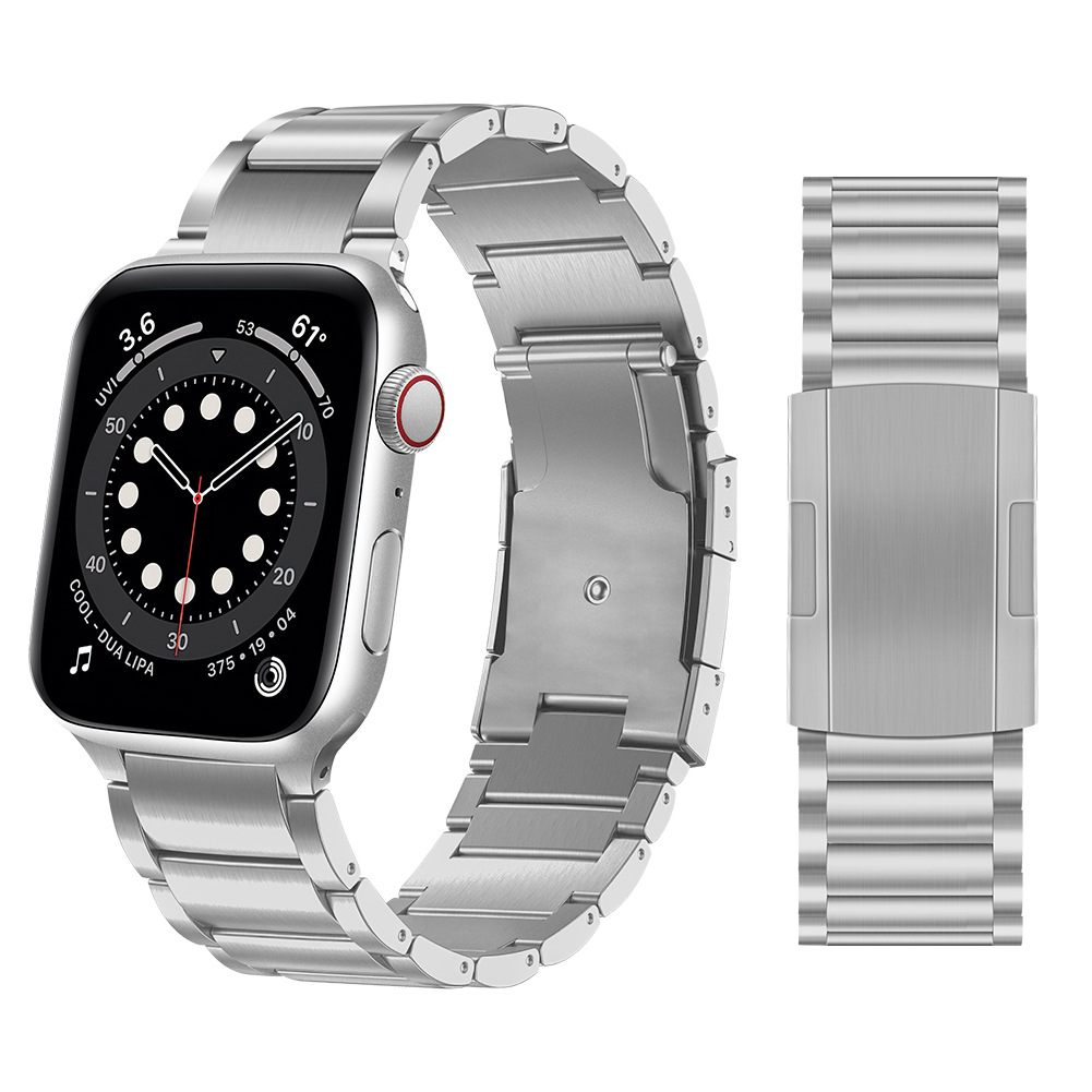 适用apple watch 41/45mm钛合金表链 iwatch苹果手表三珠替换表