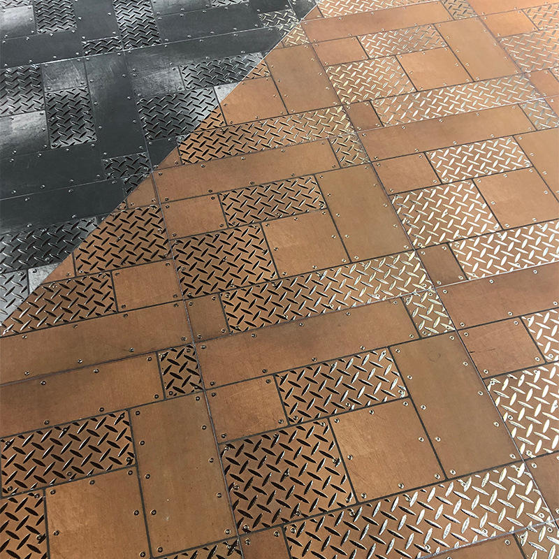 工业风金属仿铁皮地砖 车库网吧防滑仿古砖 餐厅酒吧ktv灰色瓷砖