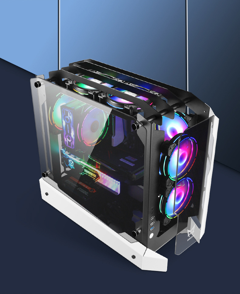 方舟开放式电脑机箱 游戏电竞全景侧透spcc钢架 atx大中板 跨境