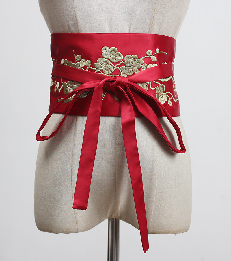 汉服腰带女腰封古风绣花刺绣中国风裙子连衣裙蝴蝶结系带绑带超宽