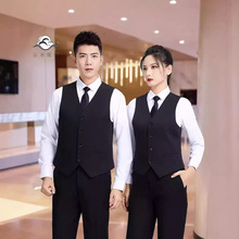 餐饮服务员工作服职业马甲酒店工装制服男女酒吧马夹印字刺绣LOGO