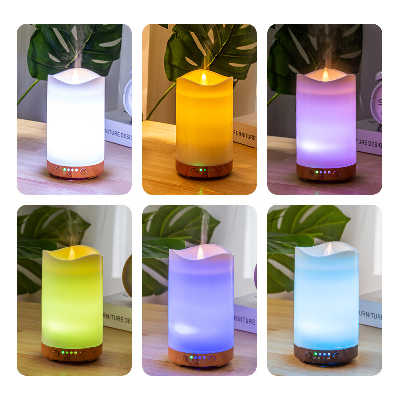 Candle Aroma Diffuser Candle Humidifier Essential Oil Diffuser Gift Ambience Light Aroma Diffuser Holiday Flame Lamp