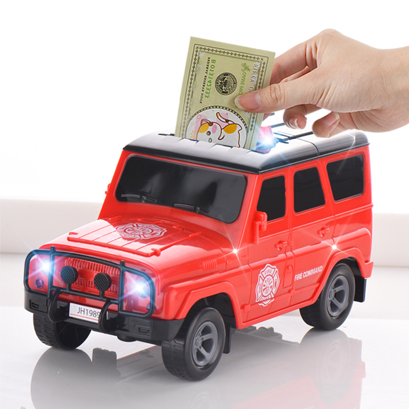 儿童小车存钱罐创意自动可取密码箱警车汽车运钞车储蓄罐男孩玩具