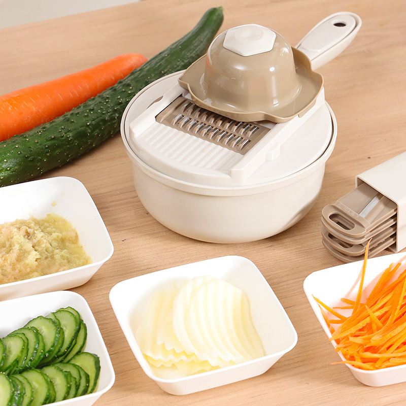 多功能厨房不锈钢切菜器手动切片切丝器家用土豆萝卜波浪刀刨丝器