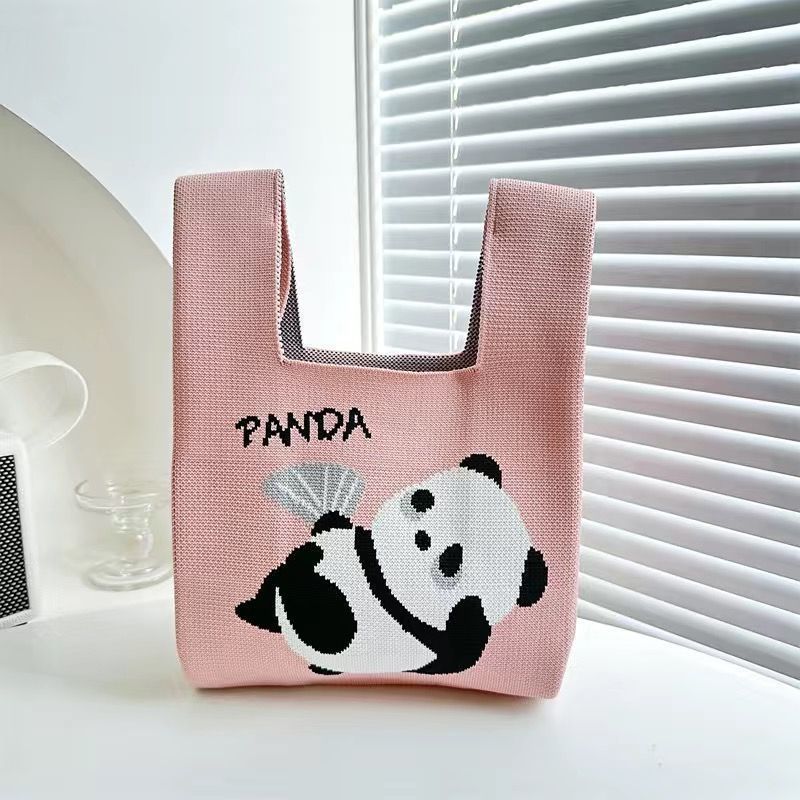 National Fashion Fan Panda Bag 2023 New Knitted Bag Handbag Messenger Bag Special-Interest Design Tourist Souvenir