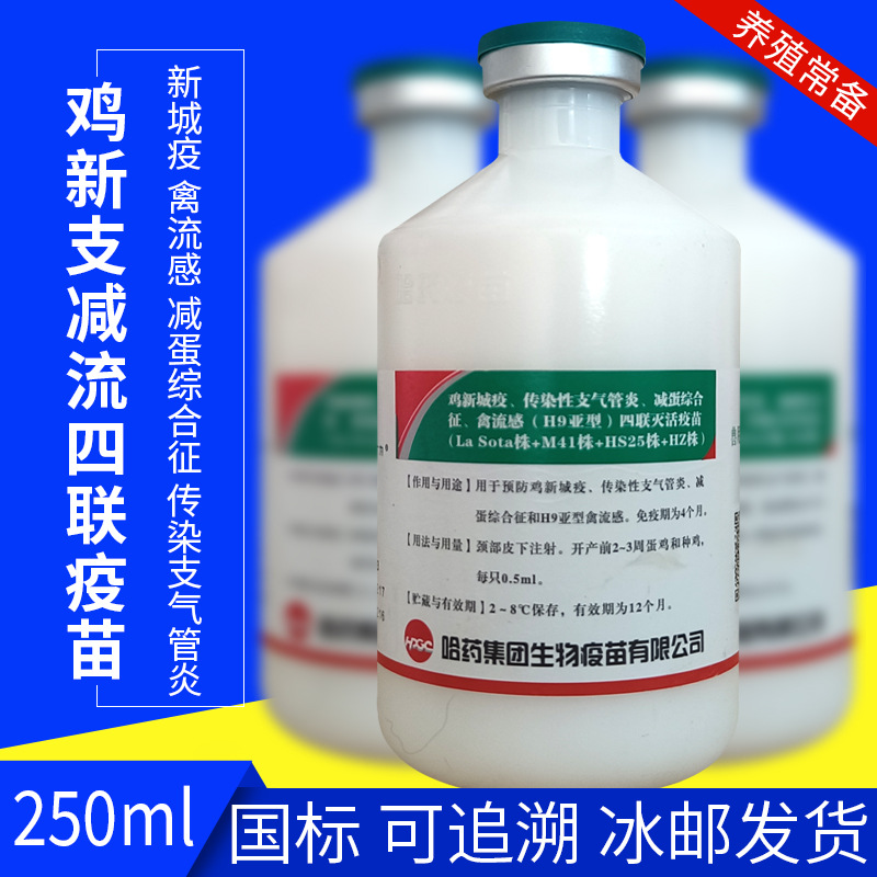 哈药新支减流四联禽流感h9减蛋综合征灭活疫苗鸡疫苗250ml-阿里巴巴