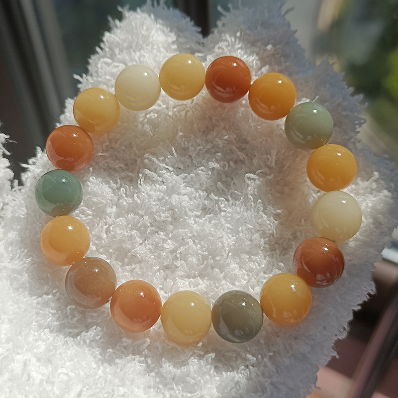 Natural White Jade Bodhi Bracelet Floating Flowers Pliable Temperament More than Sapphire Landscape Material round Beads Cultural Artifact Prayer Beads Bracelet Wholesale