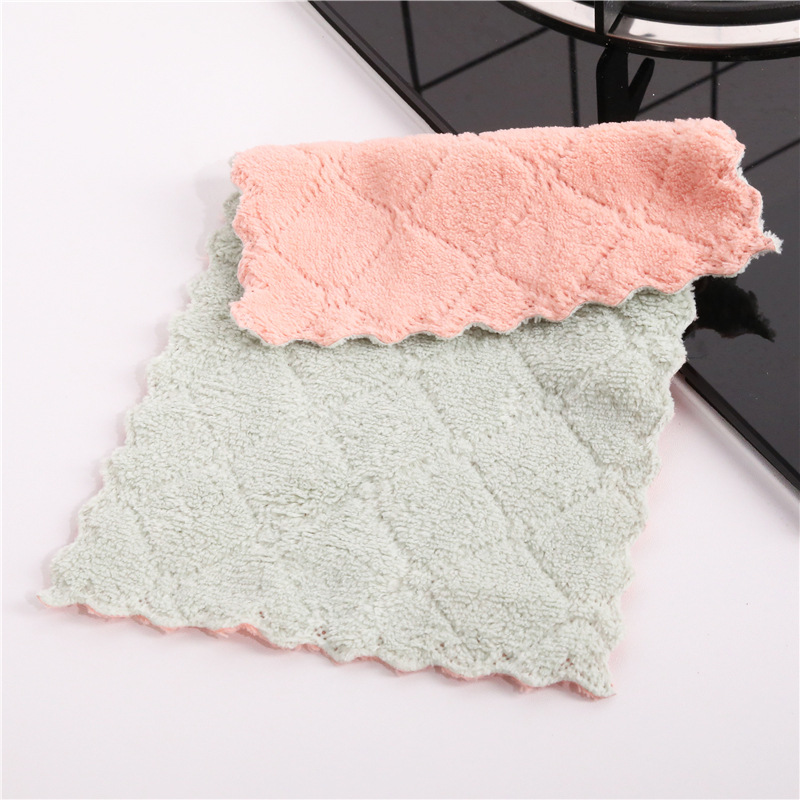 Diamond Absorbent Cloth Dish Towel Two-Color Bowl Towel Kitchen Dishcloth Double-Sided Thickened Cleaning Towel