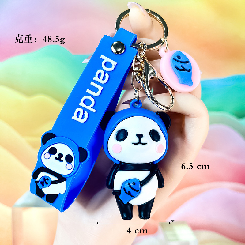 Creative Bamboo Lesser Panda Keychain Cartoon Cute Fruit Panda Pendant Bag Travel Gift Wholesale Ornaments