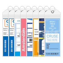 跨境热销PVC透明行李牌商务通勤软膜套吊牌邮轮防水卡套拉链封口