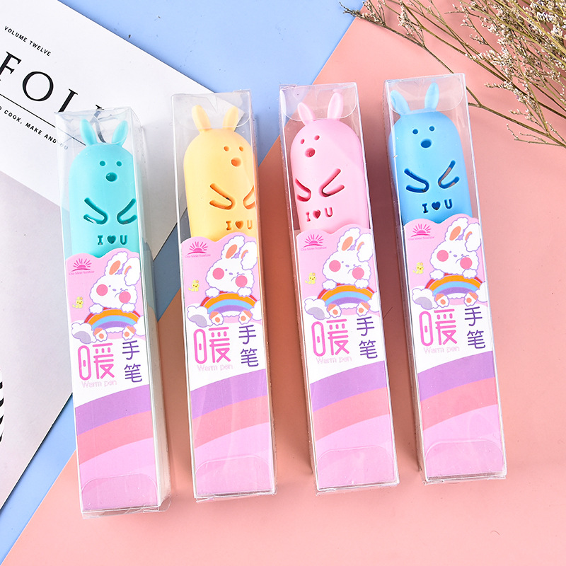 热卖少女心兔兔发热中性笔 创意黑科技可爱卡通时尚暖手笔网红笔