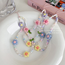 Sweet Lovely Tulip Flower Beaded Mobile Phone Charm Strap跨