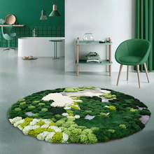 6BUJ纯手工圆形苔藓森林羊毛地毯客厅卧室床边地毯可爱轻奢客厅毯