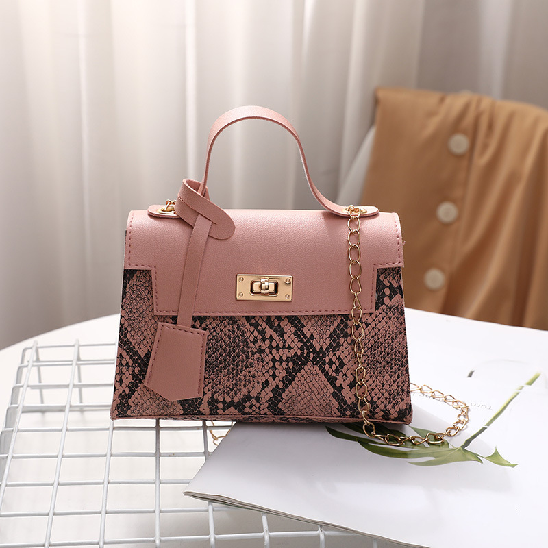 Fashionable Small Square Bag New Snake Pattern Color Matching Kelly Bag 2022 Bag Female Versatile Women's Bag Messenger Bag Chain Bag