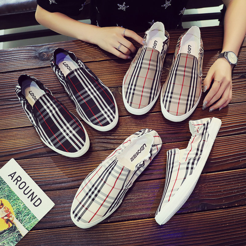 春秋季新款雨伞布鞋子男夏透气帆布乐福鞋男懒人一脚蹬休闲鞋男鞋