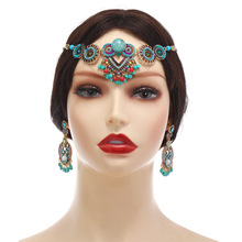 欧美复古异域民族风波西米亚发链女耳环套装旅拍照挂件额头饰批发