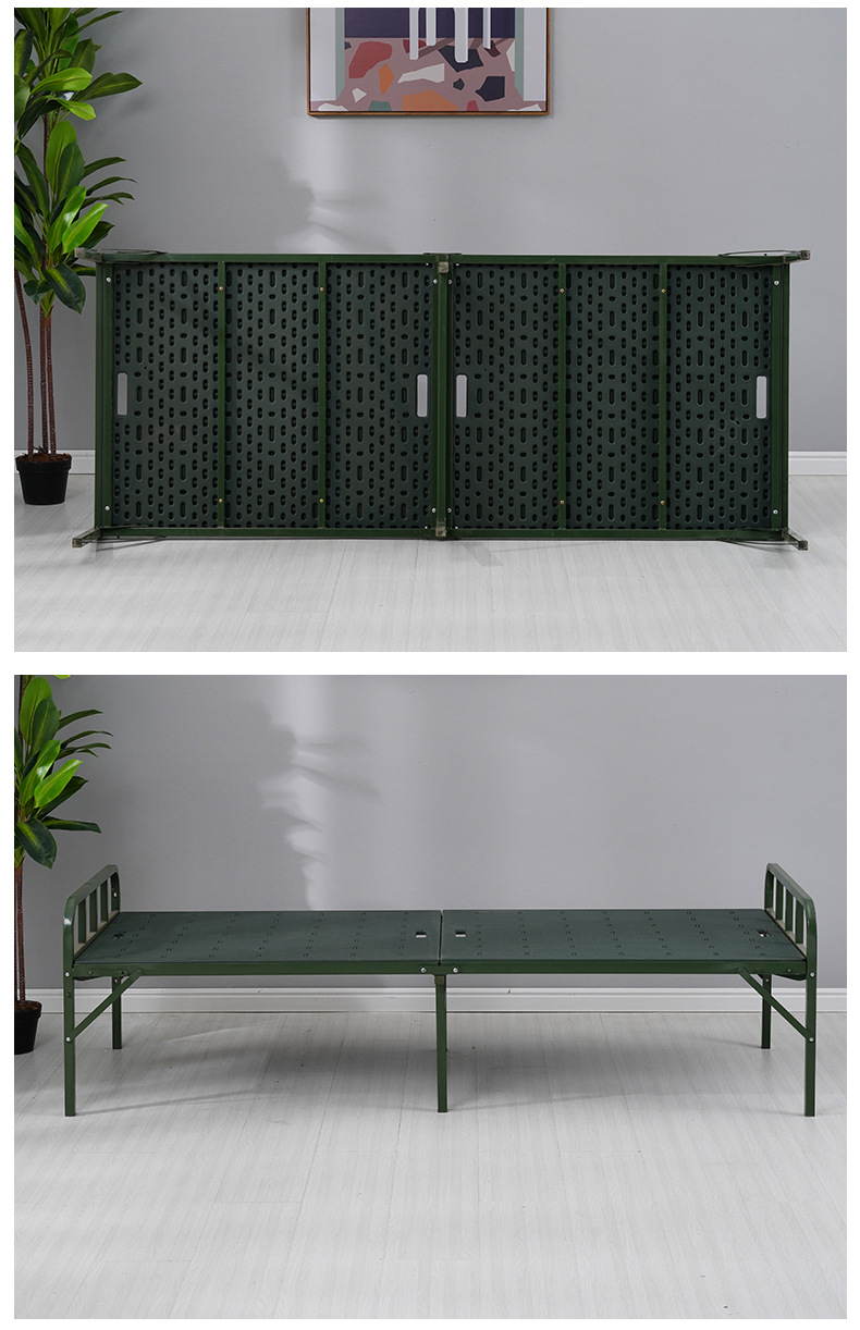 折叠床军用部队便携式折叠床塑钢行军床户外简易野战办公室折叠床