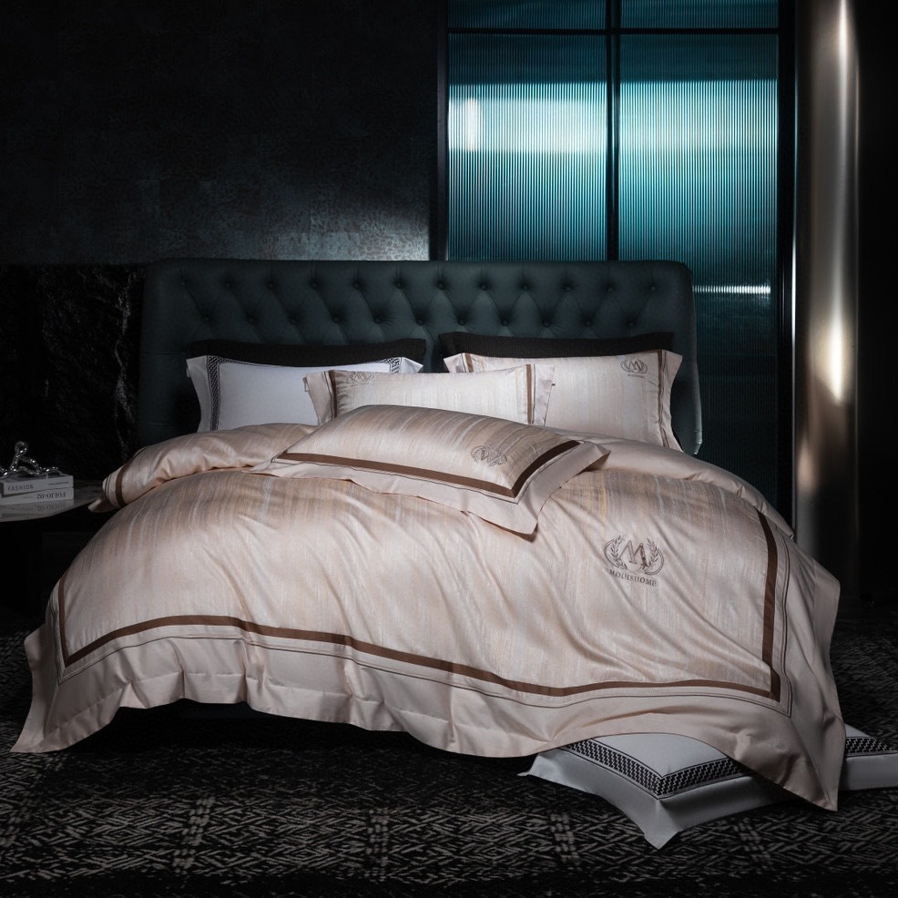 全棉贡缎提花四件套轻奢高档别墅乔迁礼床上用品4件套被套床单2米