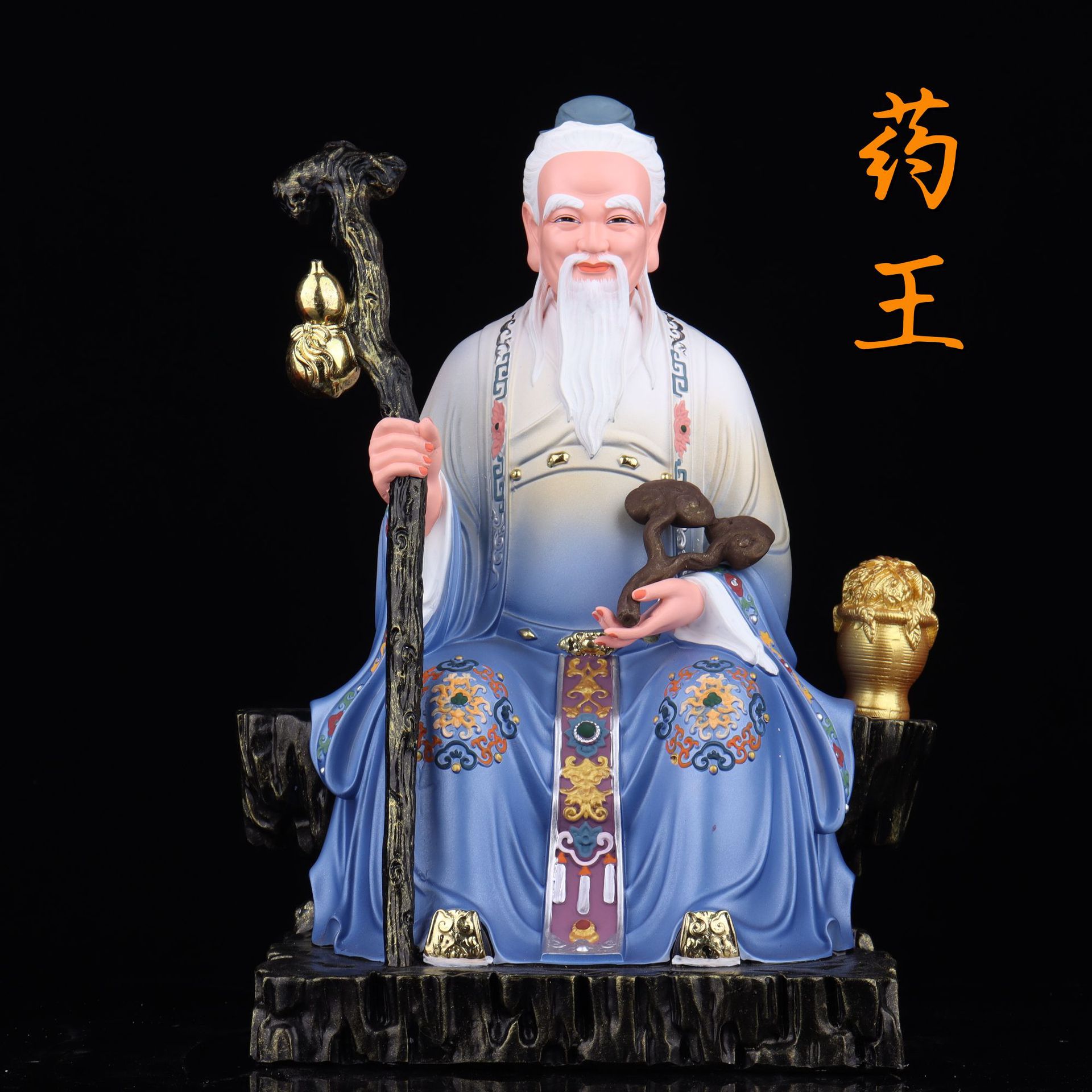 药王神像孙思邈树脂坐山华佗扁鹊李时珍张仲景药王爷佛像批发厂家