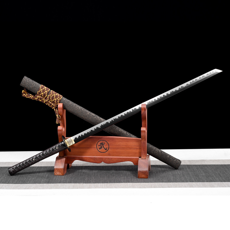 龙泉市刀剑 锰钢锻打推磨研白双线 中式一体中长唐横刀陌刀未开刃