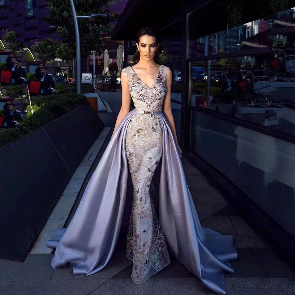 2022跨境春季新款欧美轻奢重工无袖连衣裙性感印花显瘦法式晚礼服