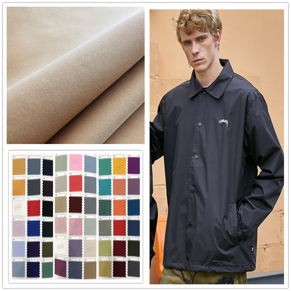 夹克面料 防水全涤纶梭织平纹新款秋冬休闲潮牌工装教练外套布料