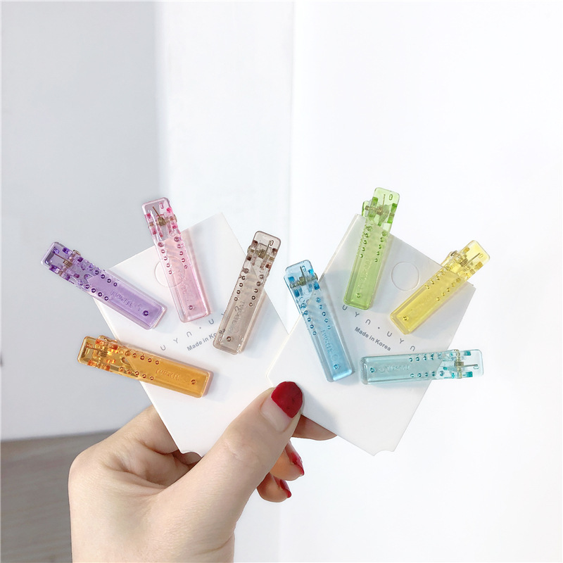 Transparent Jelly Color BB Clip Japanese and Korean Candy Color Square Bang Clip Sweet Cool Hot Girl Girl Side Clip Cropped Hair Clip