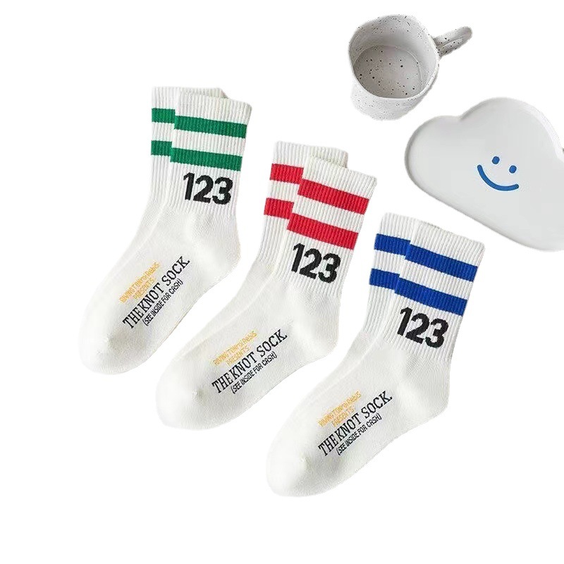 Striped Middle-Long Stockings European and American Fashion High Street Socks Athletic Socks