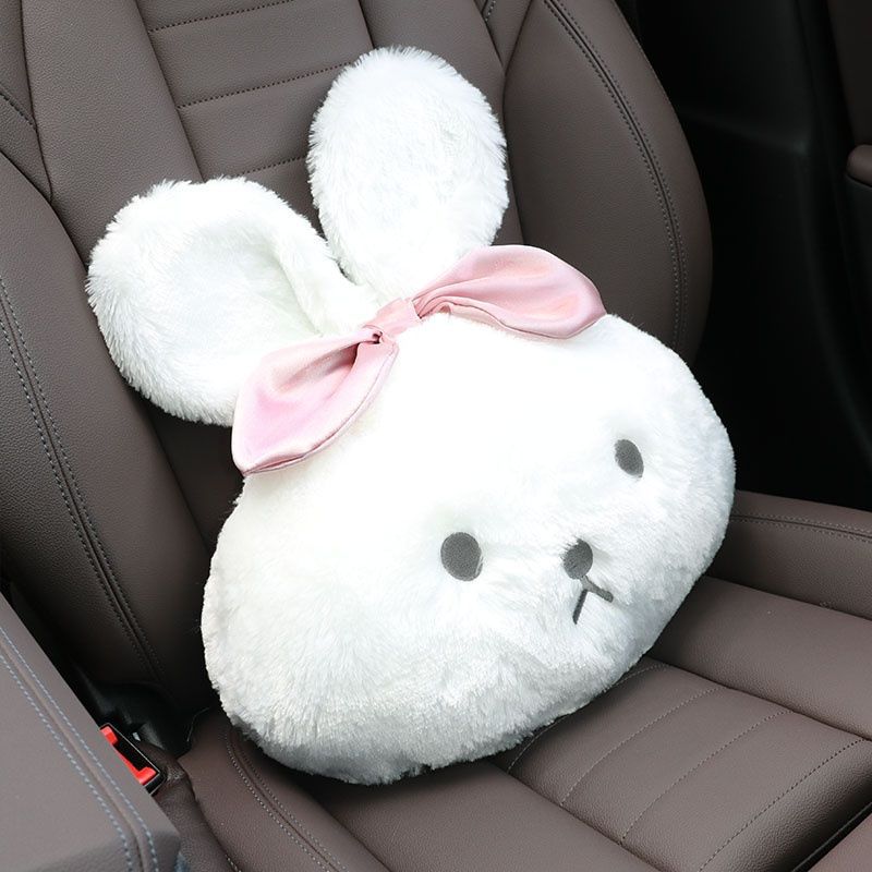 Automotive Headrest Cartoon Cute Rabbit Headrest Lumbar Support Pillow Car Neck Pillow Waist Pad Creative Car Interior Design Accessories Set