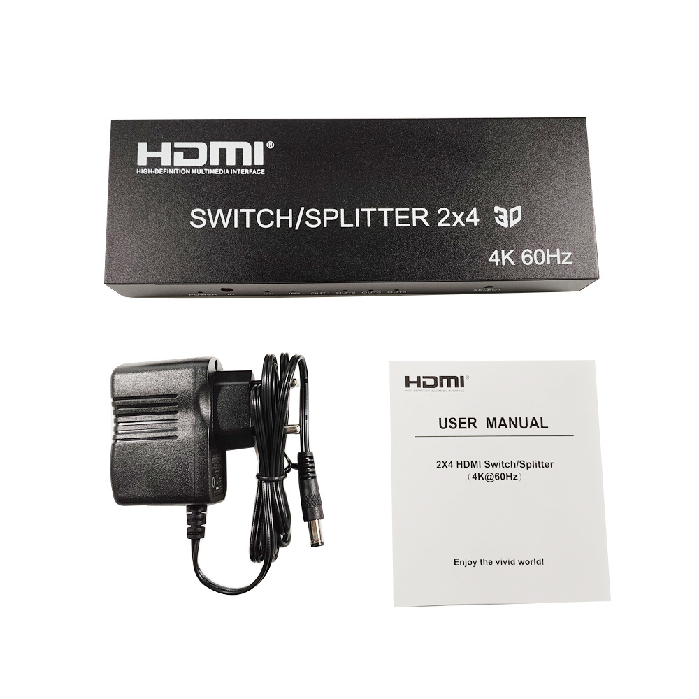 Hdmi Distributor Switcher 2 in 4 out Switcher Hdmi Matrix 2x4 4k60hz