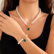 欧美跨境饰品五瓣花朵珍珠项链小众轻奢设计高级感锁骨链necklace