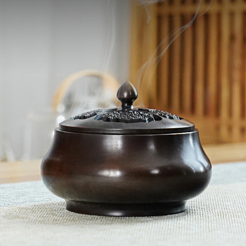 紫铜香炉家用室内香薰炉纯铜铜香炉沉香檀香熏香炉茶道盘香炉批发
