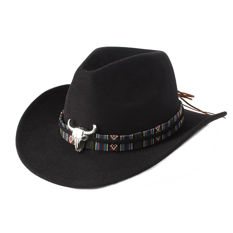 european and american style british style new woolen top hat western cowboy mid brim roll brim top hat minority men and women fedora hat