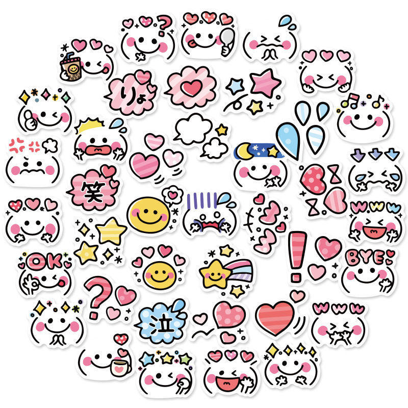 表情包40张卡通贴纸防水贴画可爱笔记本相册手机贴儿童手工贴画
