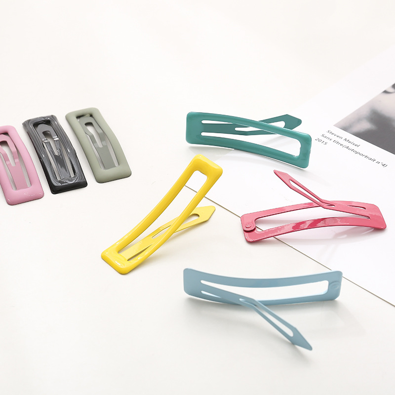 MIZI 7cm Korean Style Paint Epoxy Color Rubber Paint Square Clip Ins Girl Hair Accessories Hairpin Side Clip Bang Clip