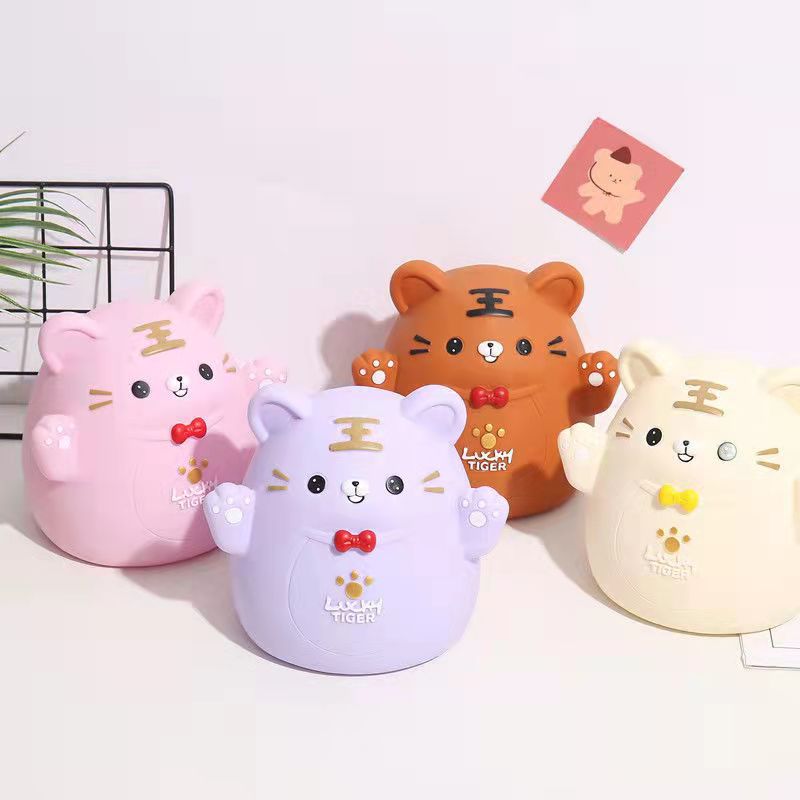 Hot Selling Zodiac Tiger Coin Bank Vinyl Drop-Resistant Large Children's Cartoon Christmas Birthday Gift Factory Direct Supply