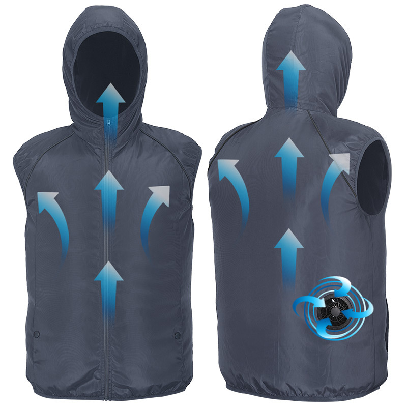 2022夏季户外降温空调服马甲男女纯色连帽无刷风扇制冷日本空调服