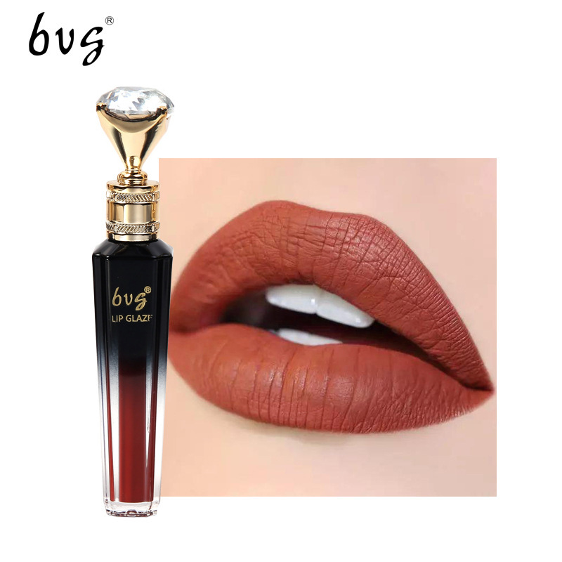 Cross-Border Makeup Bvg Diamond Lip Glaze Set Wholesale Hot Lipstick Nonstick Cup Non-Fading Velvet Fog Lip Gloss