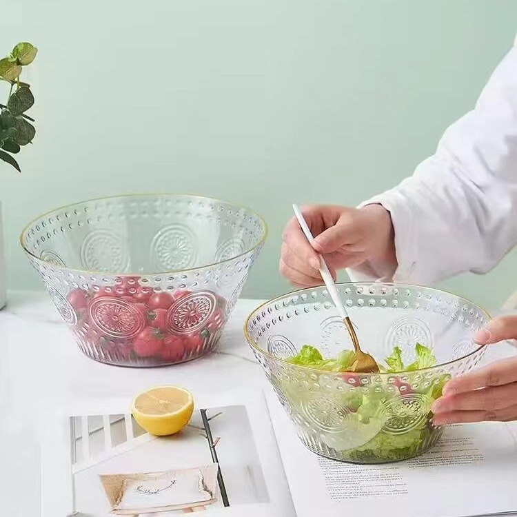 Ins Pyrex Bowl Salad Bowl Household Transparent Fruit Bowl