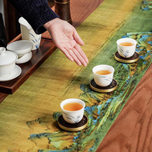 禅艺堂桌旗中式茶艺桌布防水茶席布垫茶具配件千里江山布艺