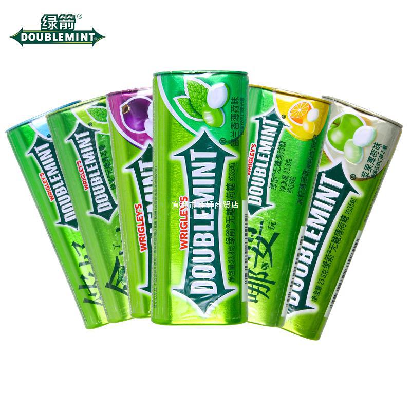 绿箭无糖薄荷糖1-6瓶铁盒口香糖口气清新接吻清嘴含片清凉糖果零
