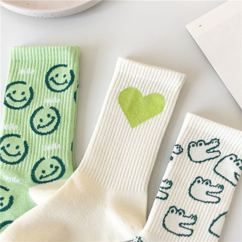 women‘s socks four seasons pure cotton ins fashionable all-match japanese style fresh simple outer wear stockings women‘s high-looking