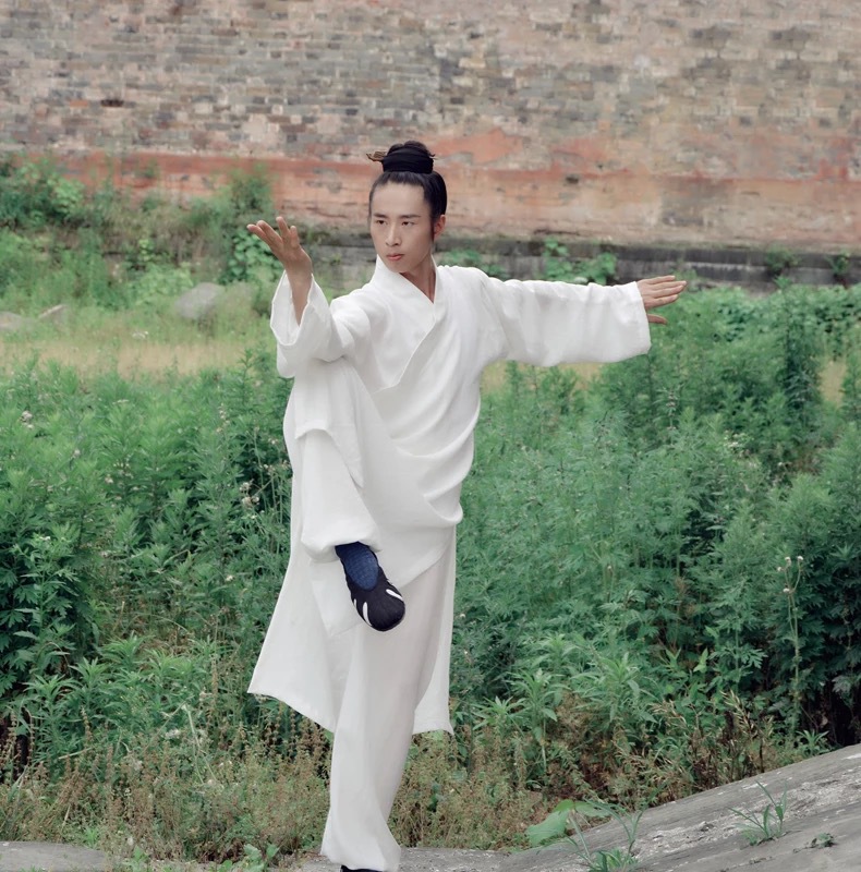 武当亚麻太极长袍套装长褂道士居士服三清长袍乾坤道服太极武术服