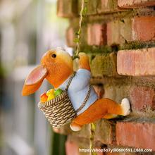 可爱小兔子壁挂户外庭院阳台民宿造景装饰花园艺盆挂攀爬树上吊件