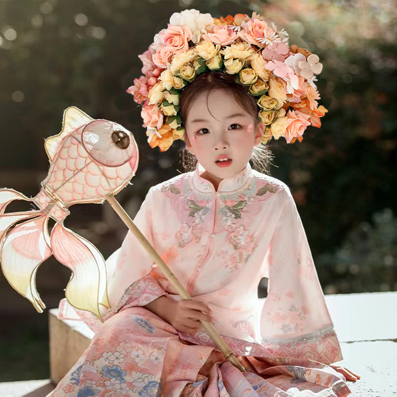 Wearing Flower Headdress Children Quanzhou Xunpu Female Headdress Flower Headwear Artificial Flower Hanfu Ethnic Style Parent-Child Photography Headband