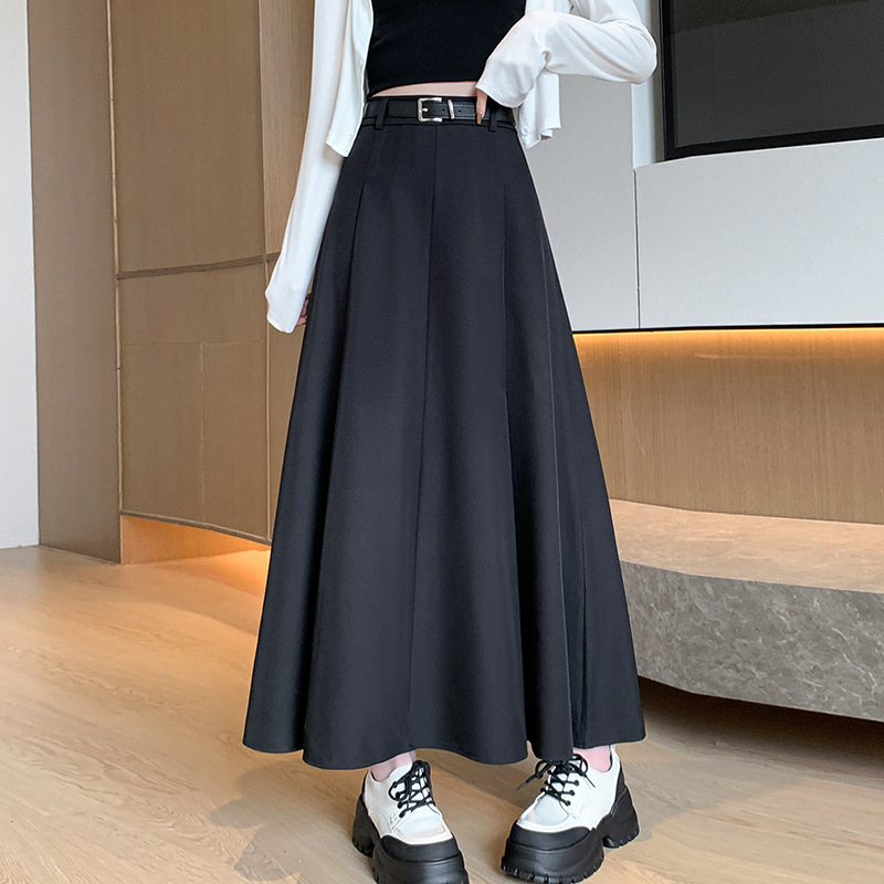 Skirt Women's Spring and Summer Pleated Skirt Preppy Style Suit Midi Skirt High Waist Slimming Elegant High-Grade A- line Skirt